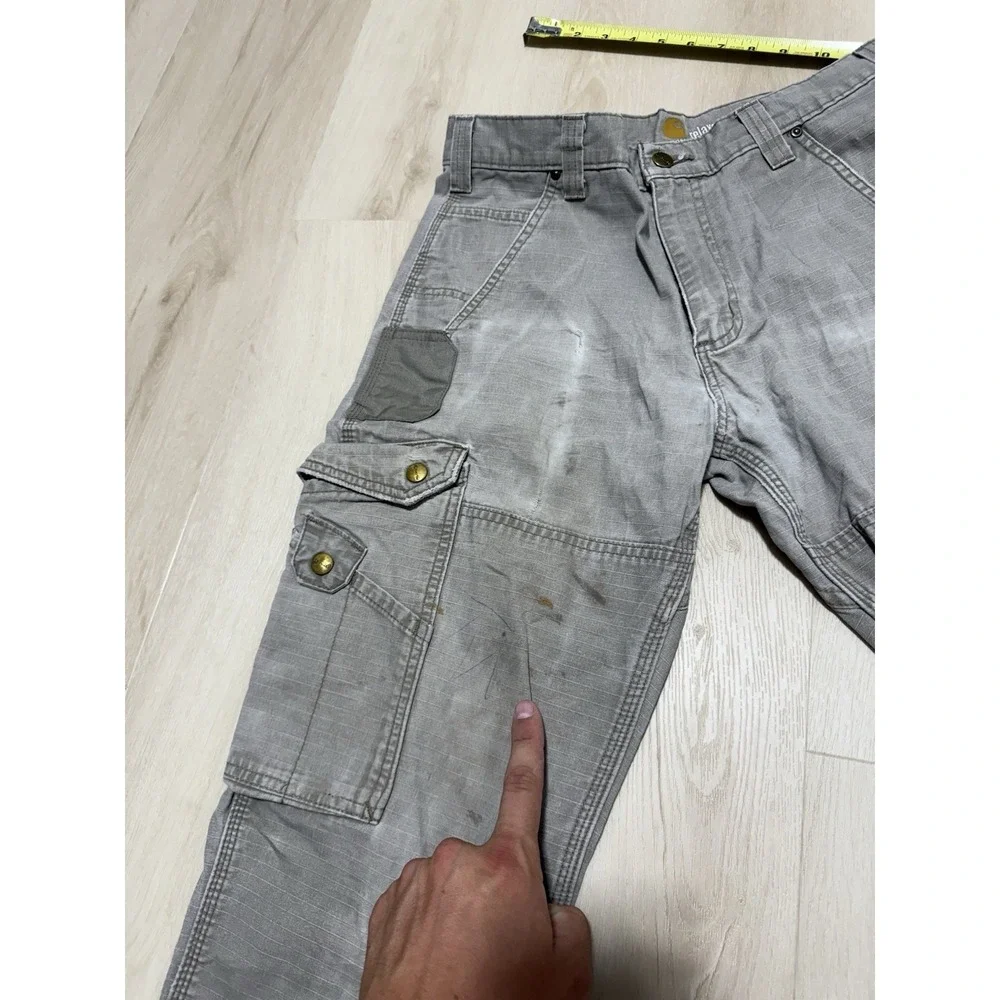 Carhartt Men's Cargo Double Knee Pants 31x32 B342-DES Light Grey Cargo Ripstop